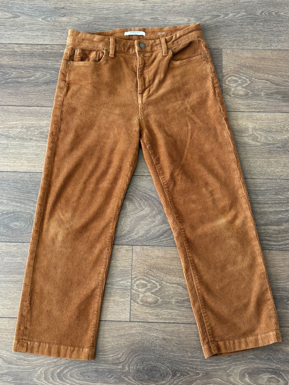 Fidelity Denim Taylor Straight Crop Corduroy Pants Honey Size 28 High Rise